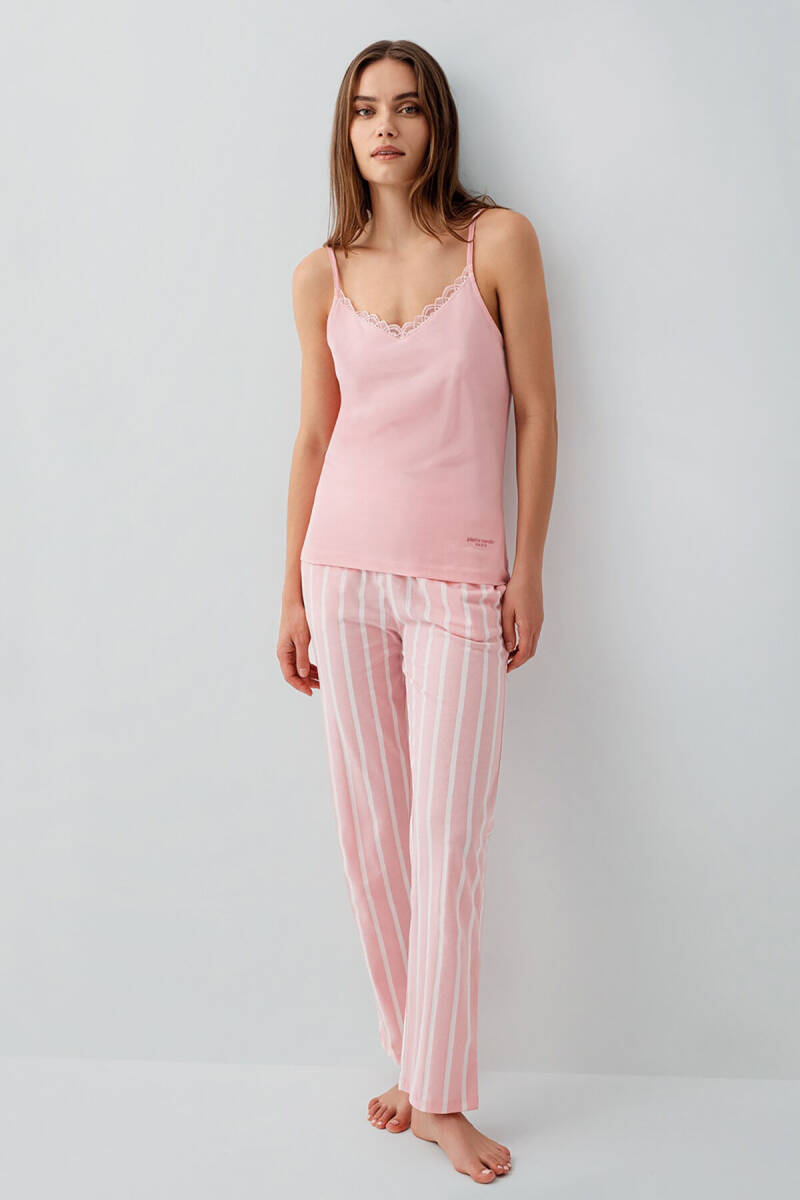 Pierre Cardin Kadın Pamuklu Bisiklet Yaka Nakışlı Yazlık Regular Fit Pembe Pijama Takımı PC9154-S-V2 - 3