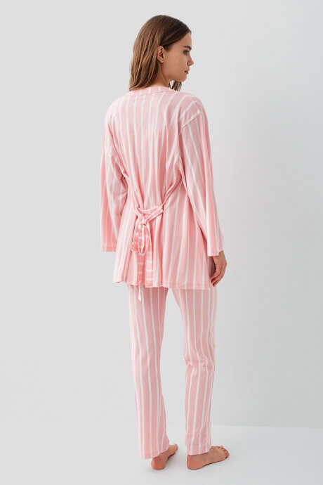 Pierre Cardin Kadın Pamuklu Bisiklet Yaka Nakışlı Yazlık Regular Fit Pembe Pijama Takımı PC9154-S-V2 - 4
