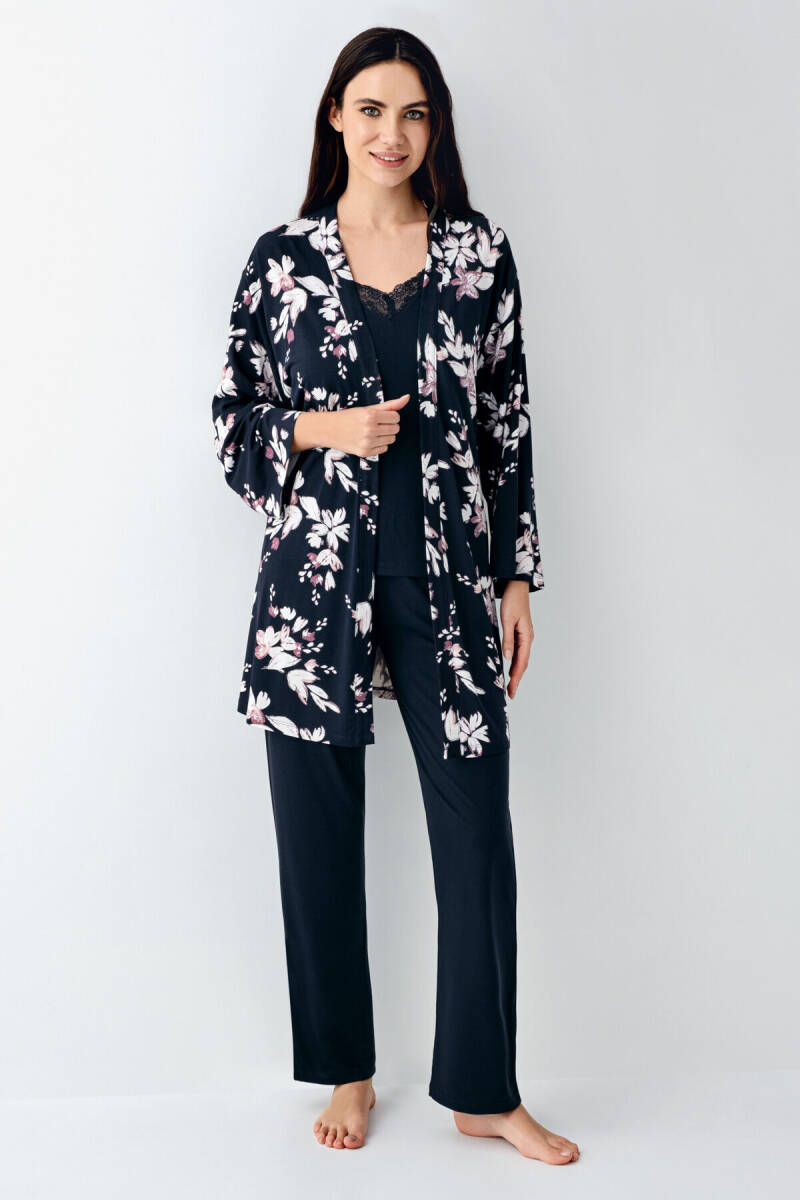 Pierre Cardin Kadın Pamuklu Kışlık Regular Fit Lacivert Sabahlık PC9108-S-V1 - 3