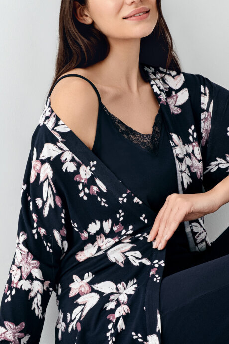 Pierre Cardin Kadın Pamuklu Kışlık Regular Fit Lacivert Sabahlık PC9108-S-V1 - 4