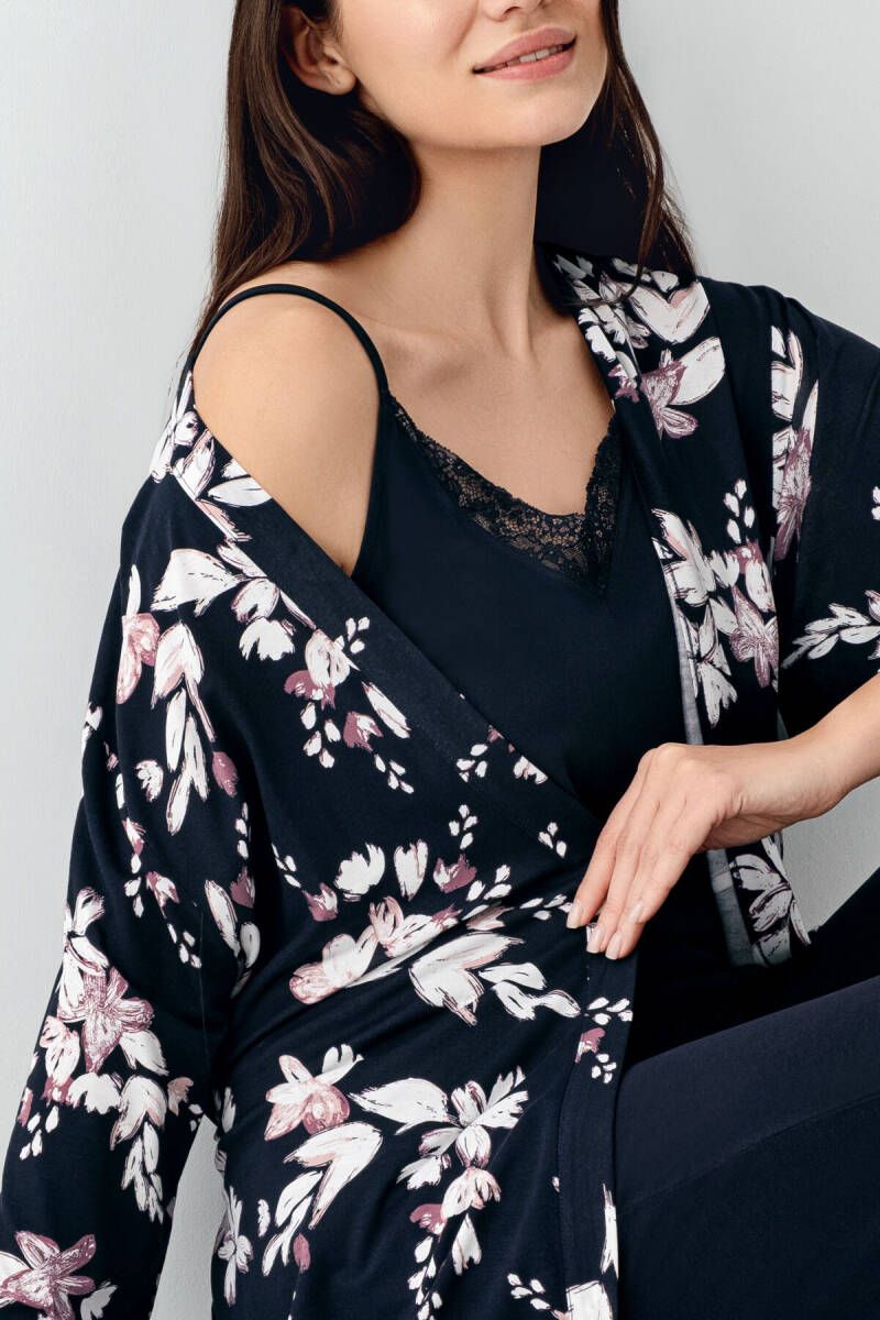 Pierre Cardin Kadın Pamuklu Kışlık Regular Fit Lacivert Sabahlık PC9108-S-V1 - 4
