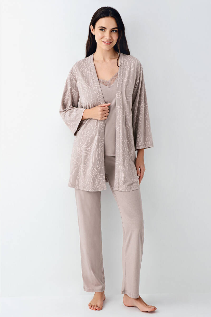 Pierre Cardin Kadın Pamuklu Kışlık Regular Fit Kahverengi Sabahlık PC9099-S-V1 - 2