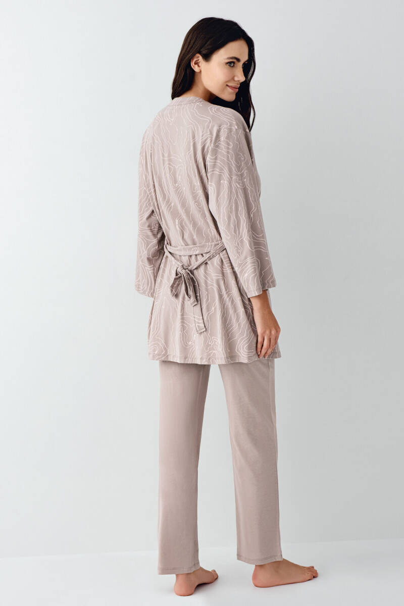 Pierre Cardin Kadın Pamuklu Kışlık Regular Fit Kahverengi Sabahlık PC9099-S-V1 - 5