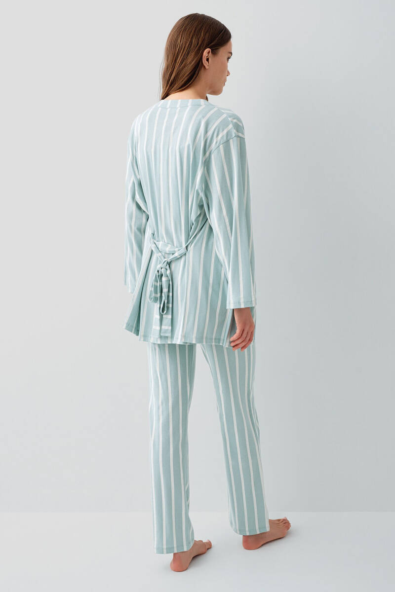 Pierre Cardin Kadın Pamuklu Bisiklet Yaka Nakışlı Yazlık Regular Fit Yeşil Pijama Takımı PC9154-S-V1 - 4