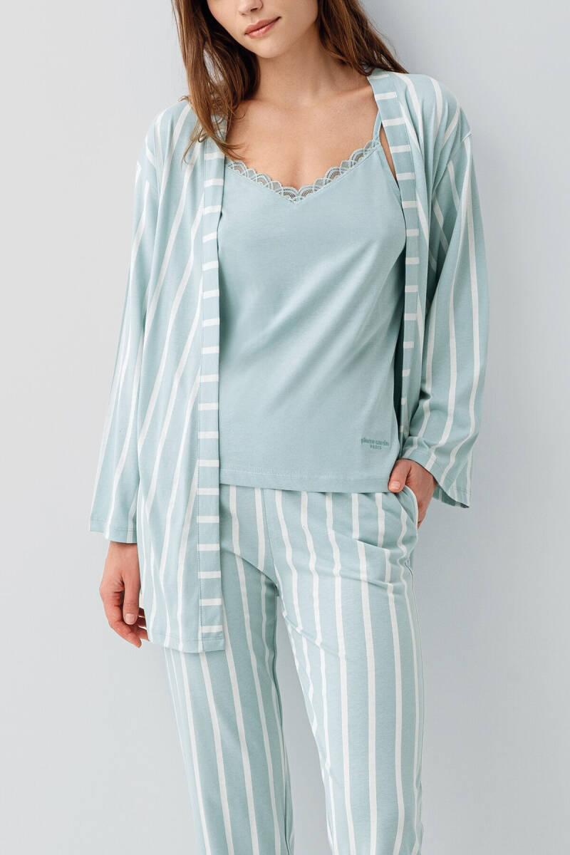 Pierre Cardin Kadın Pamuklu Bisiklet Yaka Nakışlı Yazlık Regular Fit Yeşil Pijama Takımı PC9154-S-V1 - 5