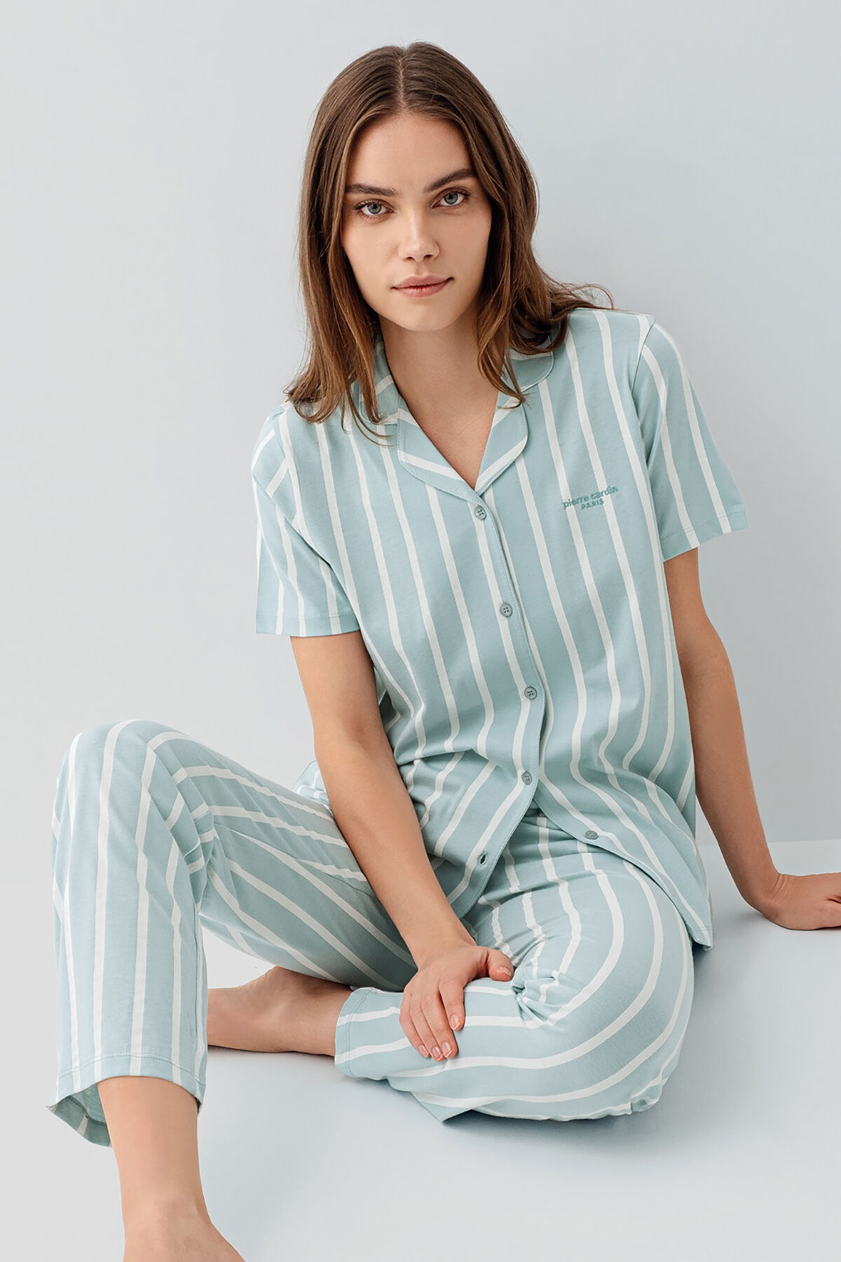 Pierre Cardin Kadın Yeşil Gömlek Pijama Takım