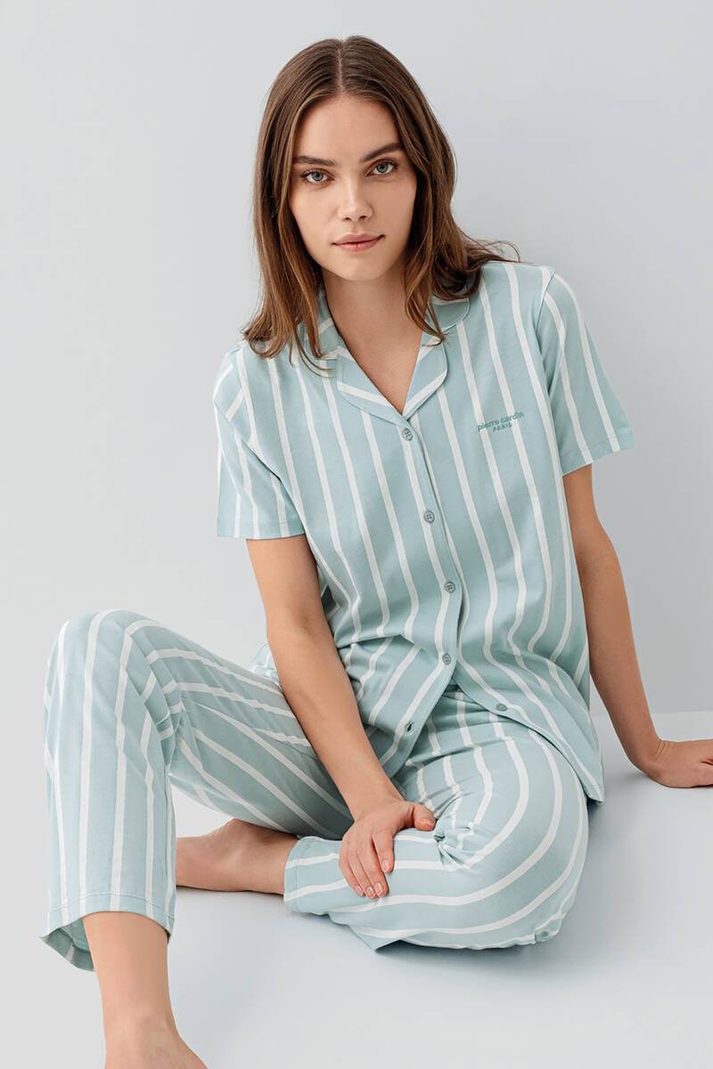 Pierre Cardin Kadın Yeşil Gömlek Pijama Takım