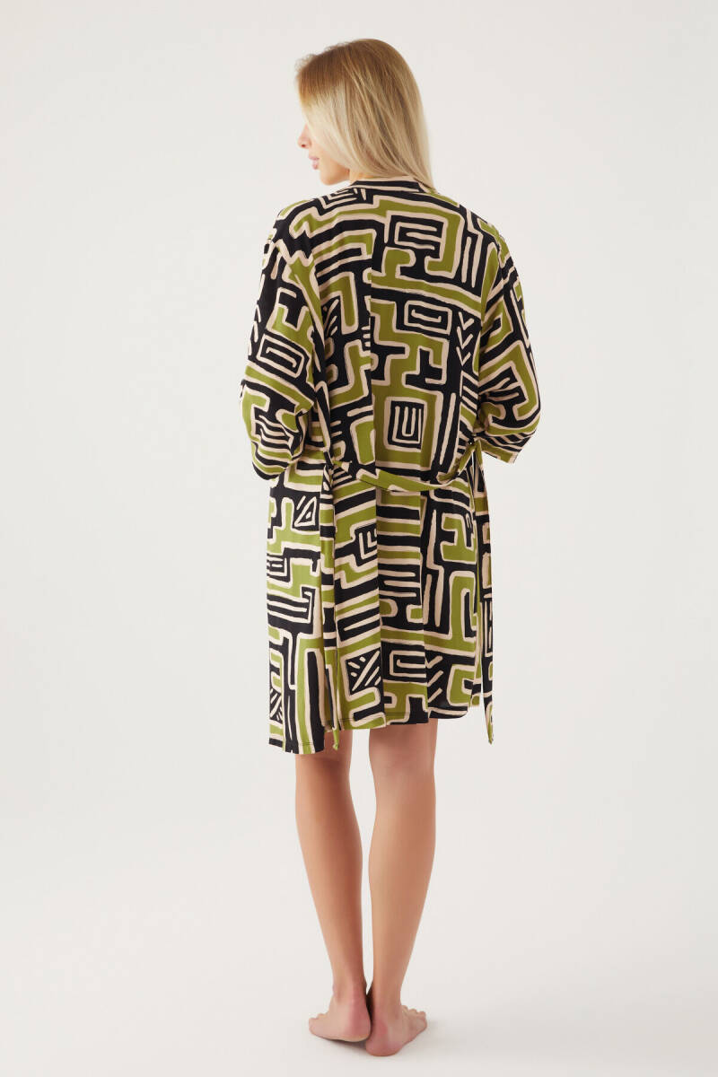 Pierre Cardin Kadın Pamuklu Kruvaze Pigment Baskılı Yazlık Regular Fit Yeşil Pijama Takımı PC8819-S-V1 - 7