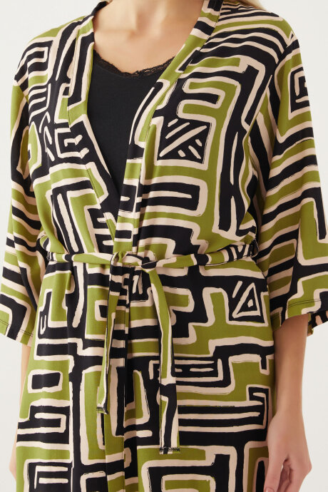 Pierre Cardin Kadın Pamuklu Kruvaze Pigment Baskılı Yazlık Regular Fit Yeşil Pijama Takımı PC8819-S-V1 - 5