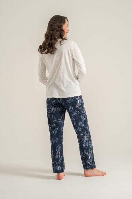 Pierre Cardin Kadın Pamuklu You Look Amazing Today Krem Uzun Kol Pijama Takım PC9257-S-V2 - 4