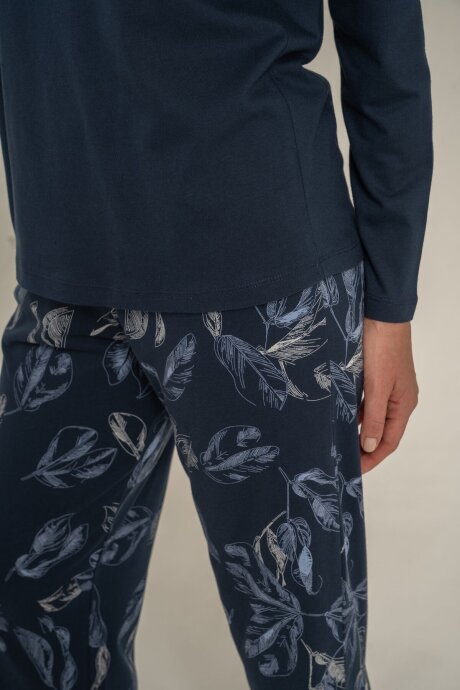 Pierre Cardin Kadın Pamuklu You Look Amazing Today Lacivert Uzun Kol Pijama Takım PC9257-S-V1 - 6
