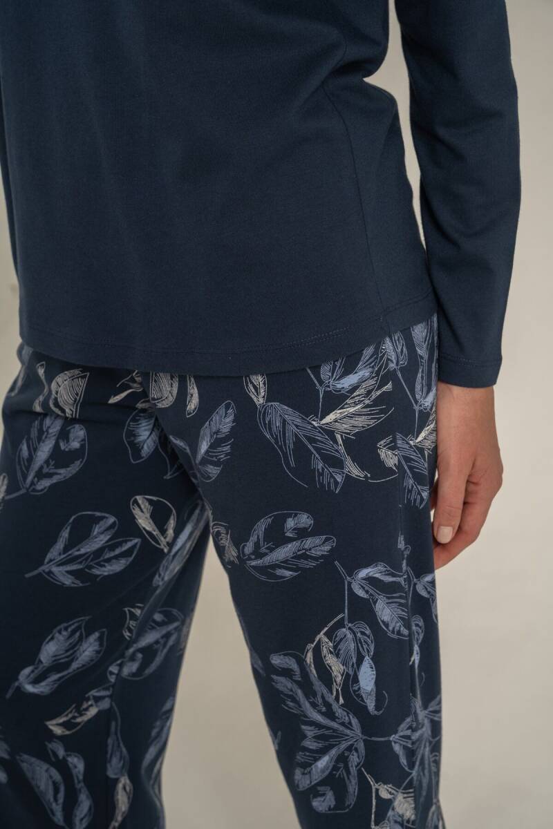 Pierre Cardin Kadın Pamuklu You Look Amazing Today Lacivert Uzun Kol Pijama Takım PC9257-S-V1 - 6
