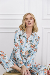 Pierre Cardin Flowers Krem-Mavi Kadın Pijama Takımı - Thumbnail