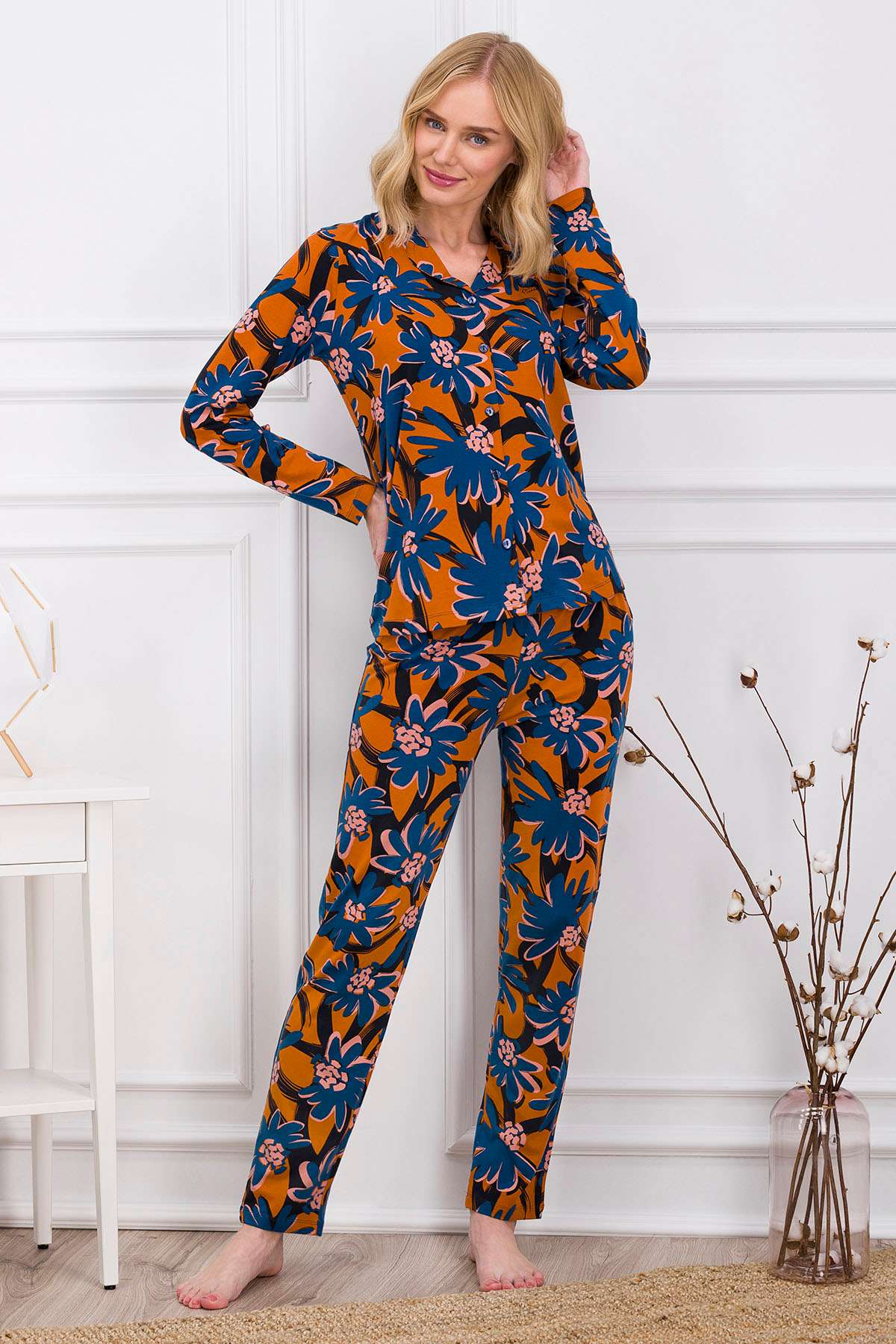 Pierre Cardin Turuncu Kadın Gömlek Pijama Takımı