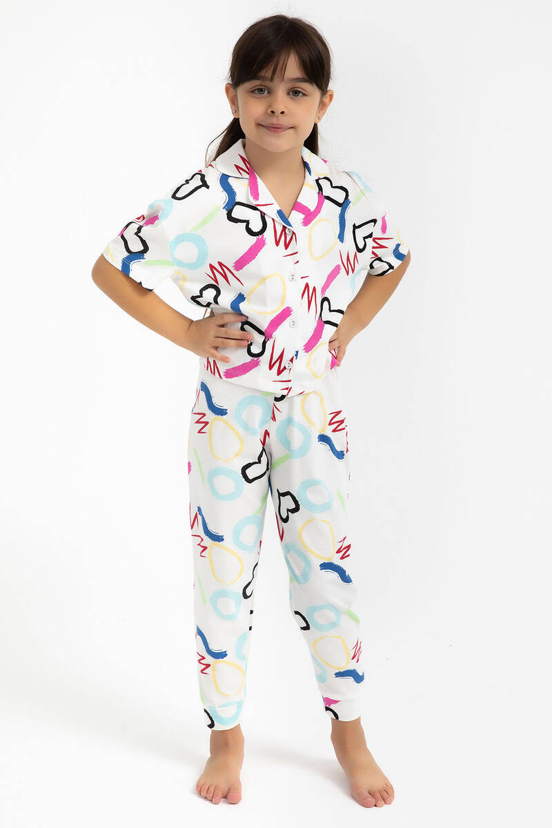 RolyPoly - Rolyply Love Krem Kız Çocuk Gömlek Pijama Takımı