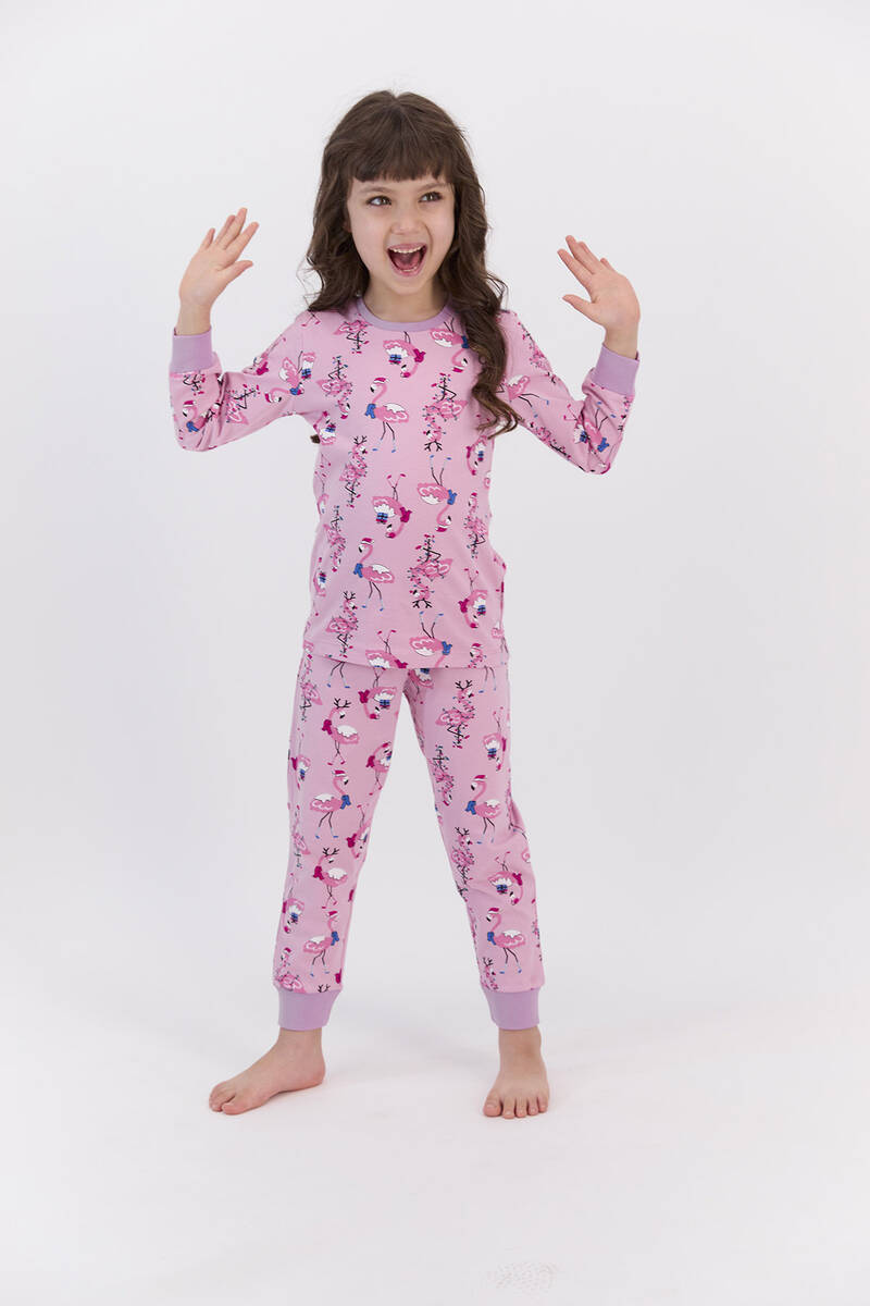 RolyPoly Açık Gül Kurusu Kız Çocuk Ribanalı Pijama Takımı
