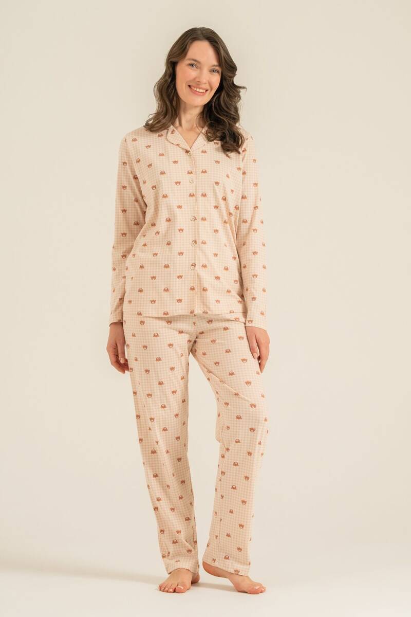 Rolypoly Anne Kız %100 Pamuk Cute Bears Krem Gömlek Pijama Takımı RP3917-A-V1 - 6