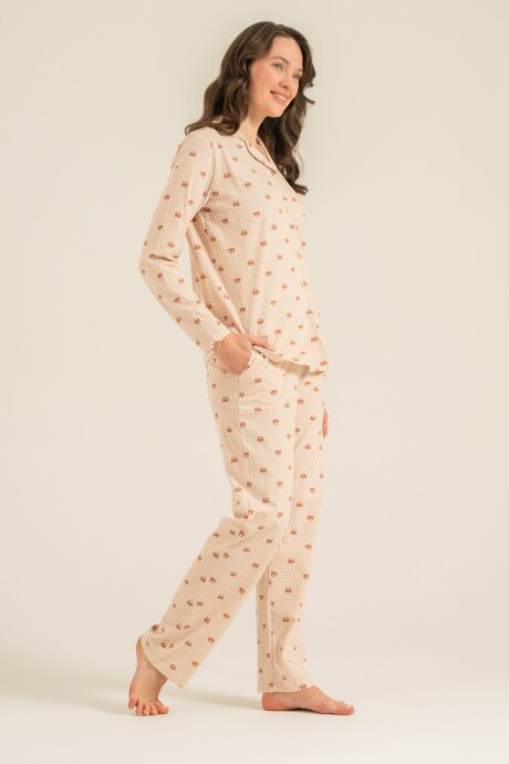 Rolypoly Anne Kız %100 Pamuk Cute Bears Krem Gömlek Pijama Takımı RP3917-A-V1 - 9