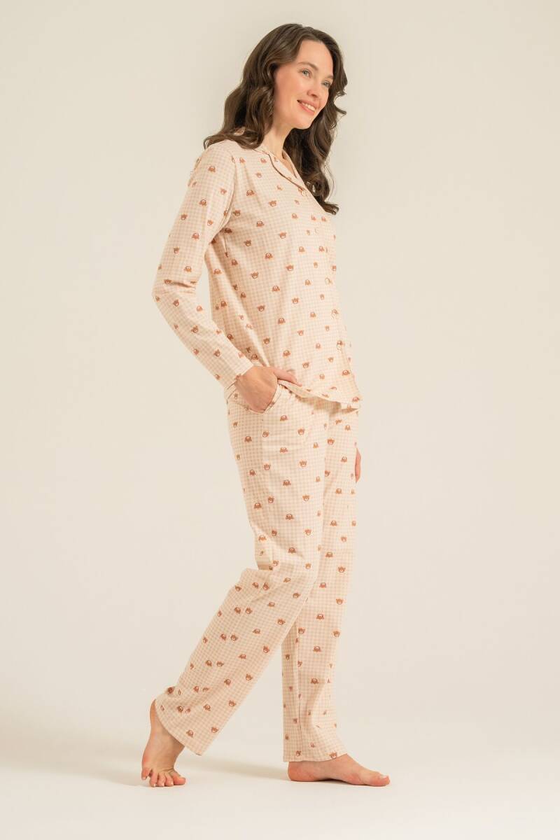 Rolypoly Anne Kız %100 Pamuk Cute Bears Krem Gömlek Pijama Takımı RP3917-A-V1 - 9