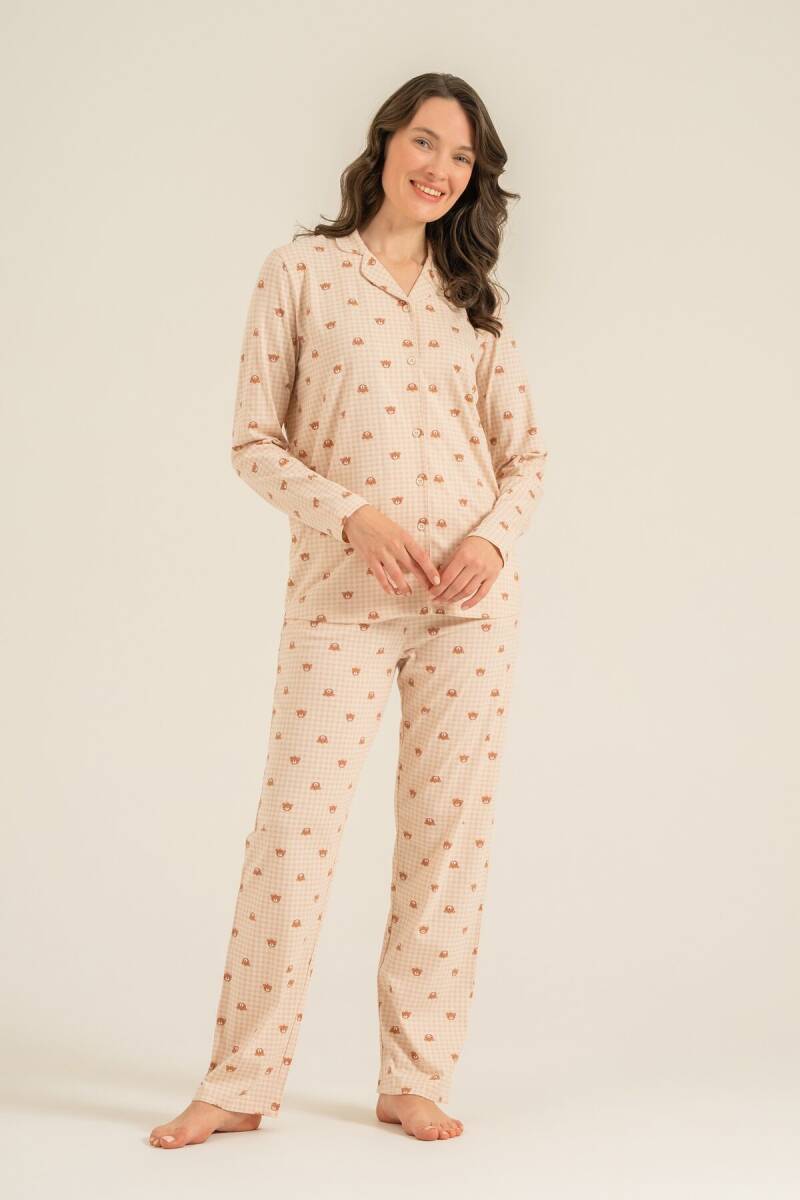 Rolypoly Anne Kız %100 Pamuk Cute Bears Krem Gömlek Pijama Takımı RP3917-A-V1 - 8