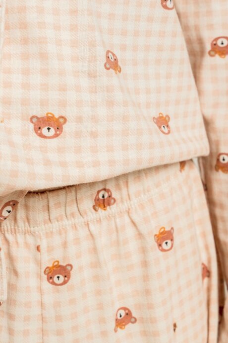 Rolypoly Anne Kız %100 Pamuk Cute Bears Krem Gömlek Pijama Takımı RP3917-A-V1 - 5