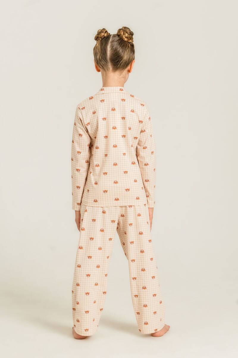 Rolypoly Anne Kız %100 Pamuk Cute Bears Krem Gömlek Pijama Takımı RP3917-A-V1 - 3