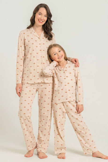 Rolypoly Anne Kız Cute Bears Krem Gömlek Pijama Takımı RP3917-A-V1