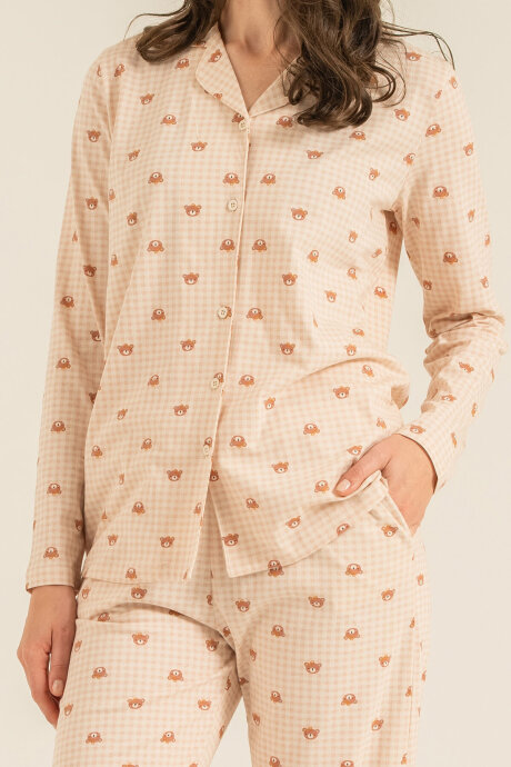 Rolypoly Anne Kız %100 Pamuk Cute Bears Krem Gömlek Pijama Takımı RP3917-A-V1 - 10