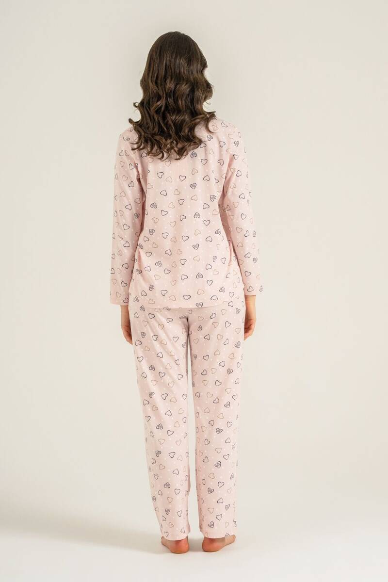 Rolypoly Anne Kız %100 Pamuk Hearts Pembe Gömlek Pijama Takımı RP3903-A-V1 - 6