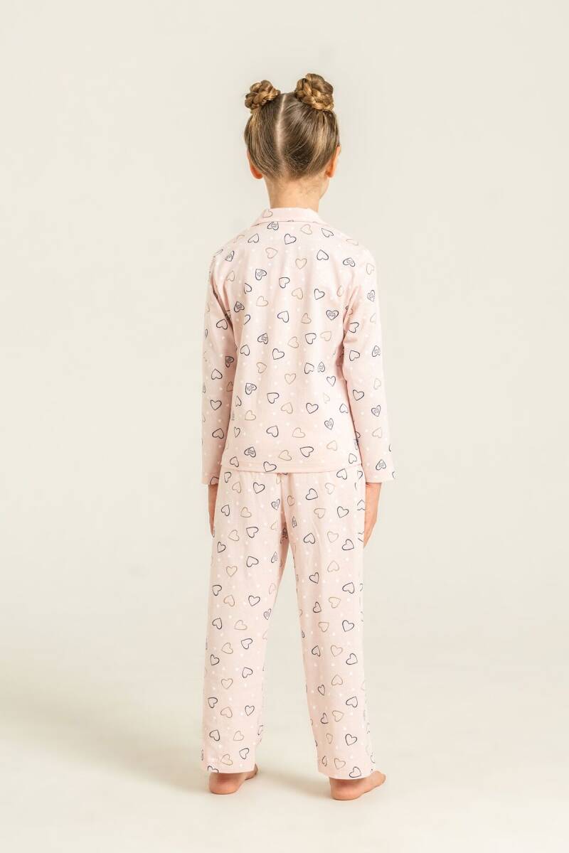 Rolypoly Anne Kız %100 Pamuk Hearts Pembe Gömlek Pijama Takımı RP3903-A-V1 - 4