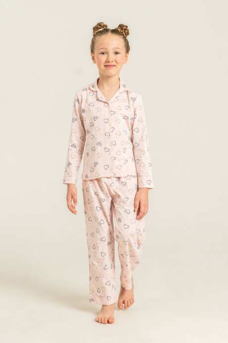 Rolypoly Anne Kız Hearts Pembe Gömlek Pijama Takımı RP3903-A-V1 (1)