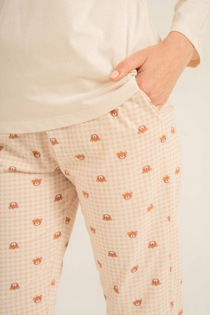 Rolypoly Anne Kız %100 Pamuk Lovely Bear Krem Uzun Kol Pijama Takım RP3916-A-V1 - 9
