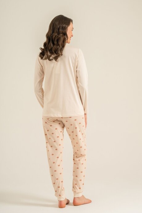 Rolypoly Anne Kız %100 Pamuk Lovely Bear Krem Uzun Kol Pijama Takım RP3916-A-V1 - 7