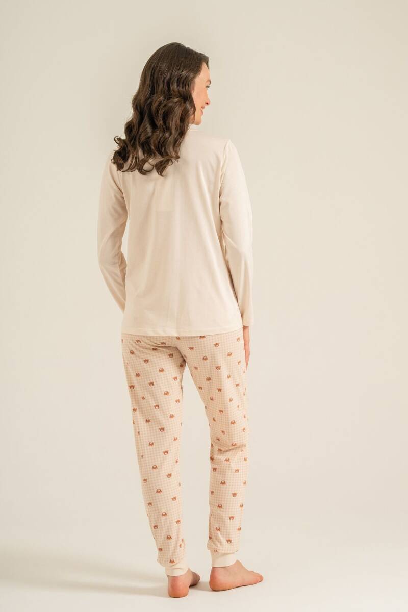 Rolypoly Anne Kız %100 Pamuk Lovely Bear Krem Uzun Kol Pijama Takım RP3916-A-V1 - 7