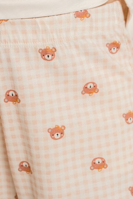 Rolypoly Anne Kız %100 Pamuk Lovely Bear Krem Uzun Kol Pijama Takım RP3916-A-V1 - 5