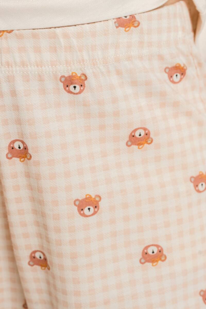 Rolypoly Anne Kız %100 Pamuk Lovely Bear Krem Uzun Kol Pijama Takım RP3916-A-V1 - 5