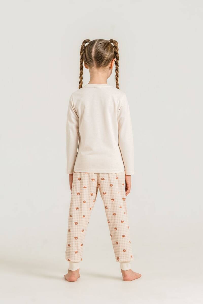 Rolypoly Anne Kız %100 Pamuk Lovely Bear Krem Uzun Kol Pijama Takım RP3916-A-V1 - 3