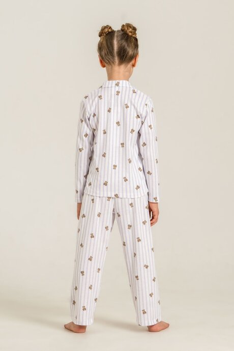Rolypoly Anne Kız %100 Pamuk Teddy Bears Mor Gömlek Pijama Takımı RP3913-A-V2 - 3