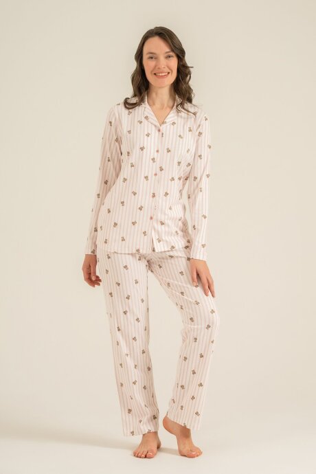 Rolypoly Anne Kız %100 Pamuk Teddy Bears Pembe Gömlek Pijama Takımı RP3913-A-V1 - 7