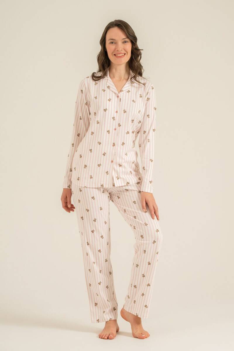 Rolypoly Anne Kız %100 Pamuk Teddy Bears Pembe Gömlek Pijama Takımı RP3913-A-V1 - 7
