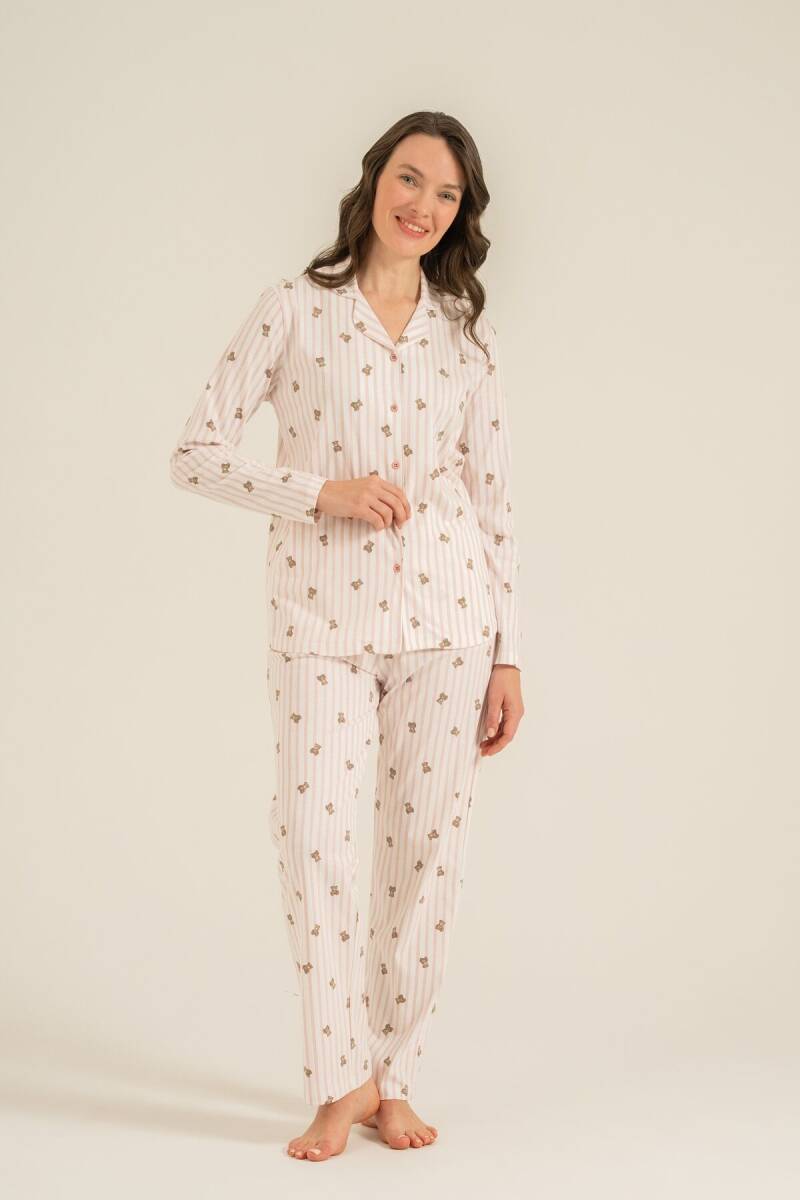 Rolypoly Anne Kız %100 Pamuk Teddy Bears Pembe Gömlek Pijama Takımı RP3913-A-V1 - 6