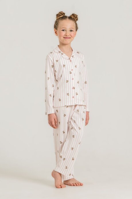 Rolypoly Anne Kız %100 Pamuk Teddy Bears Pembe Gömlek Pijama Takımı RP3913-A-V1 - 4