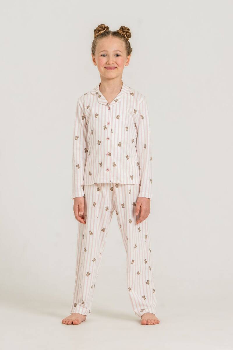 Rolypoly Anne Kız %100 Pamuk Teddy Bears Pembe Gömlek Pijama Takımı RP3913-A-V1 - 2