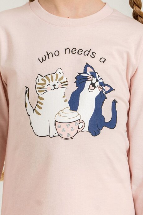 Rolypoly Anne Kız %100 Pamuk Who Needs A Hug Pembe Uzun Kol Pijama Takım RP3902-A-V1 - 4