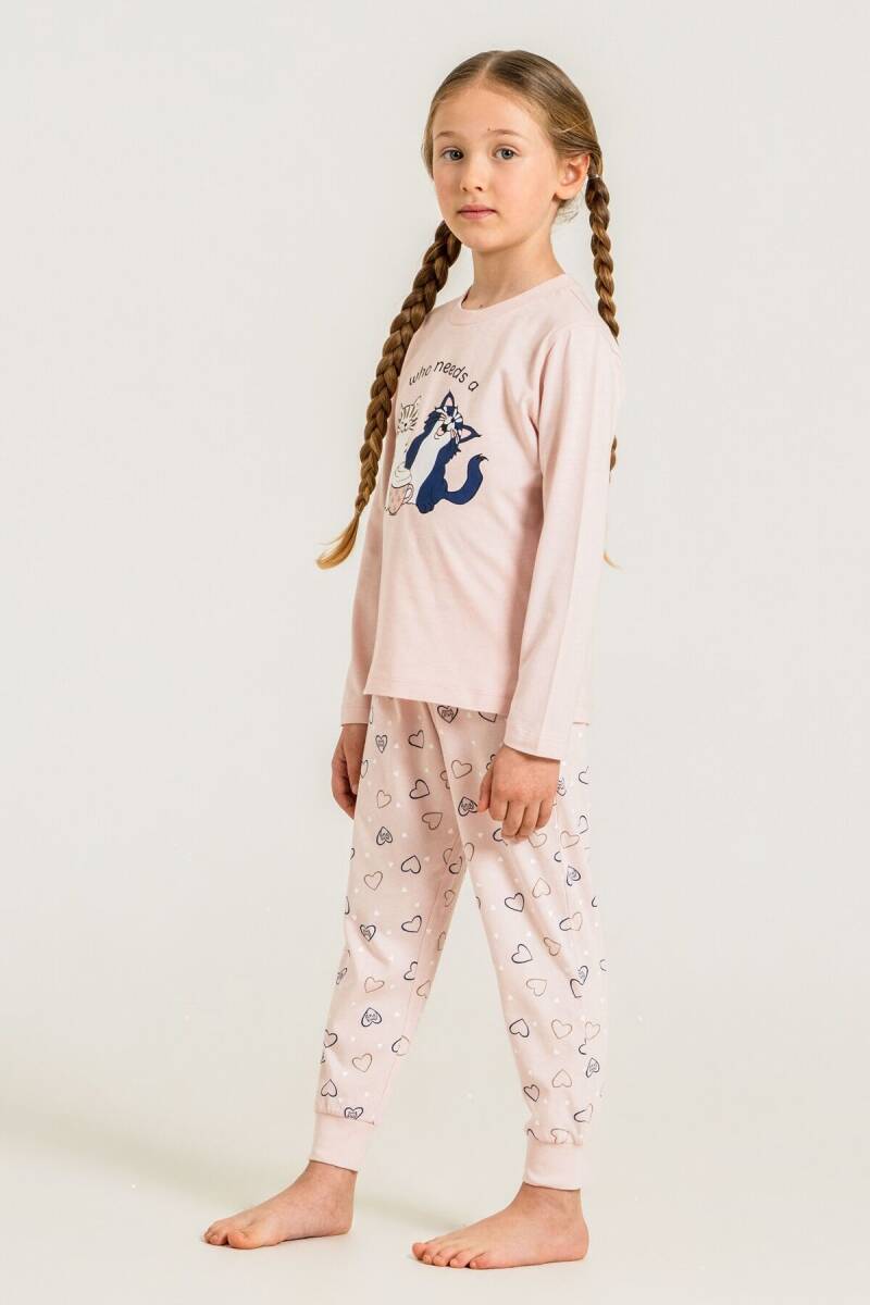 Rolypoly Anne Kız %100 Pamuk Who Needs A Hug Pembe Uzun Kol Pijama Takım RP3902-A-V1 - 2