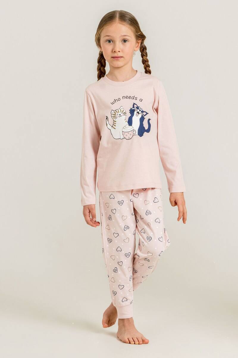 Rolypoly Anne Kız %100 Pamuk Who Needs A Hug Pembe Uzun Kol Pijama Takım RP3902-A-V1 - 3