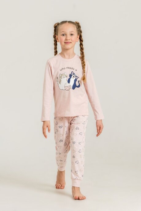 Rolypoly Anne Kız %100 Pamuk Who Needs A Hug Pembe Uzun Kol Pijama Takım RP3902-A-V1 - 5