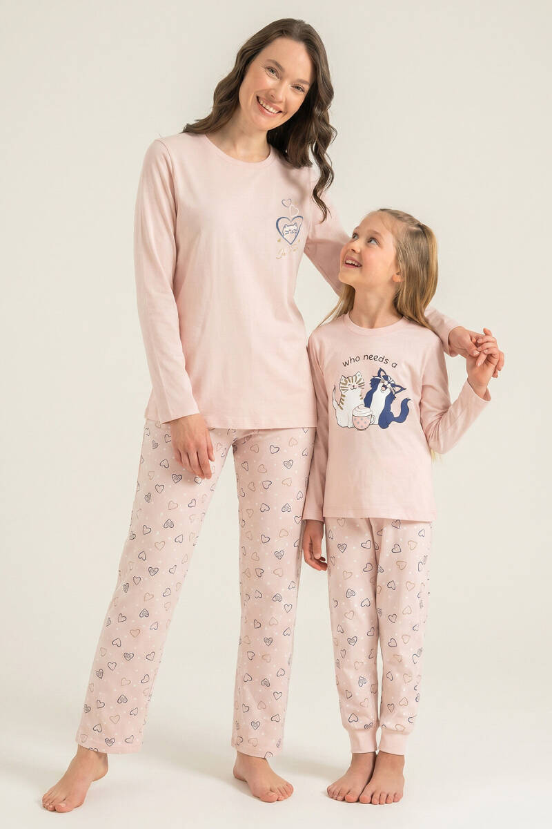 Rolypoly Anne Kız %100 Pamuk Who Needs A Hug Pembe Uzun Kol Pijama Takım RP3902-A-V1 - 1