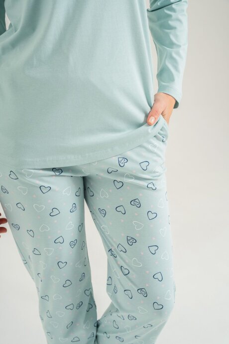 Rolypoly Anne Kız %100 Pamuk Who Needs A Hug Yeşil Uzun Kol Pijama Takım RP3902-A-V2 - 8