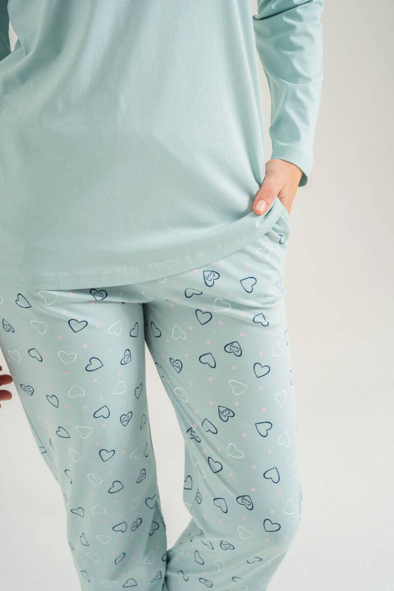 Rolypoly Anne Kız %100 Pamuk Who Needs A Hug Yeşil Uzun Kol Pijama Takım RP3902-A-V2 - 8